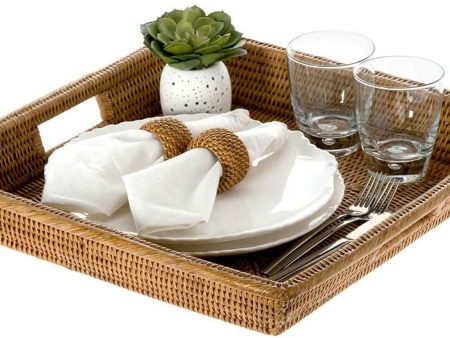 Rattan Rectangular Tray with handle For Cheap