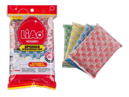 LIAO Sponge Scouring Pad Pack of 4 Online Hot Sale