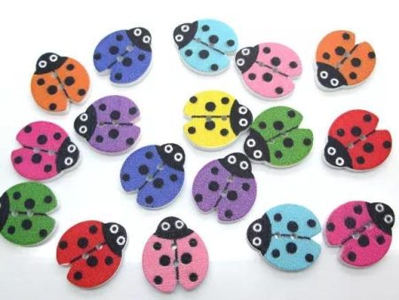 Ladybug Wooden Buttons 20 PCs Supply