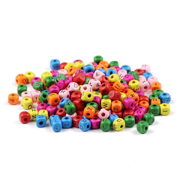 Square Alphabet Wooden Beads on Sale