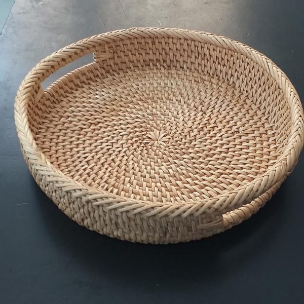 Rattan Round Serving Tray on Sale