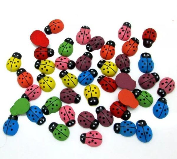 Ladybug Wooden Buttons 20 PCs Supply