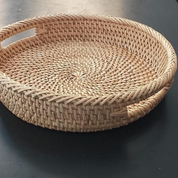 Rattan Round Serving Tray on Sale